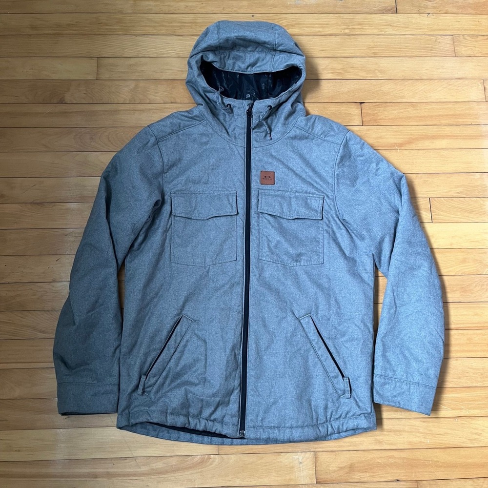 Oakley Mens Hooded Full Zip Jacket Heather Gray Utility Workwear Large